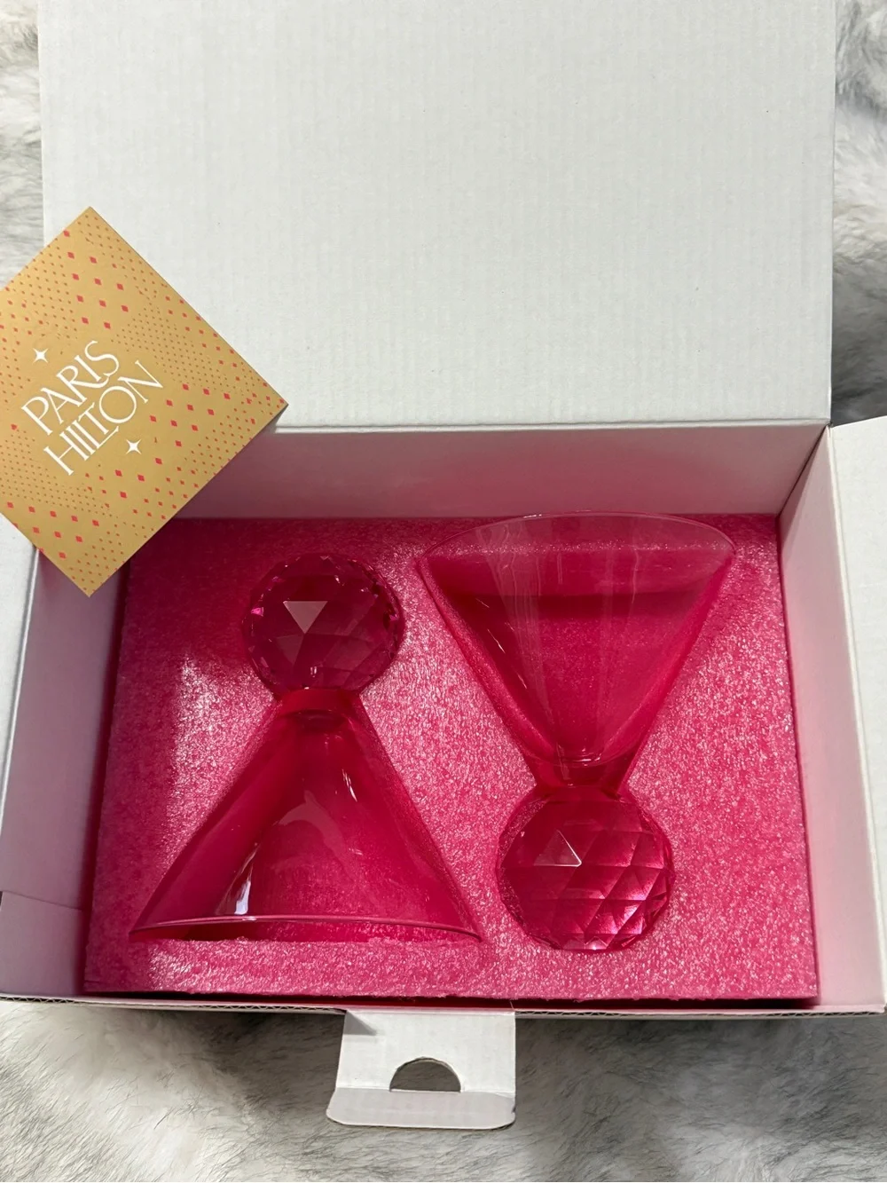 Paris Hilton Martini Glass Set with Iconic Gem Base